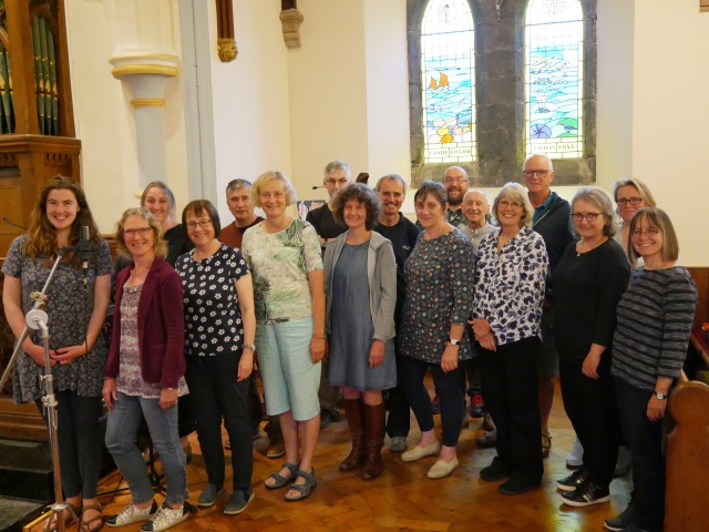 Caarjyn Cooidjagh recording 'Y Folliaght' at St. Mary's Church, Port St. Mary